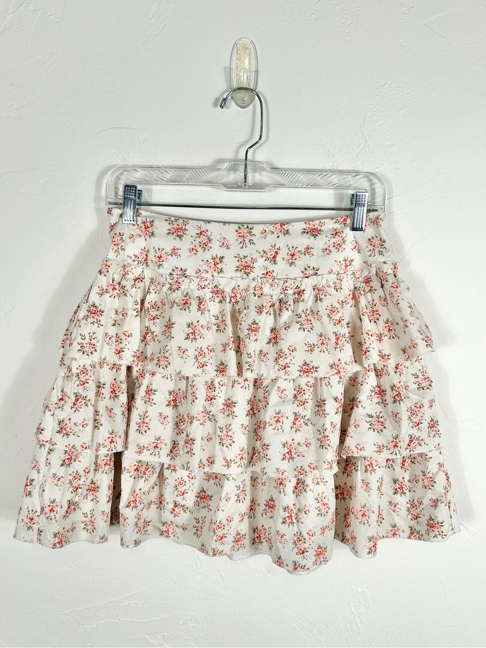 ROMWE Ditsy Floral Print Tiered Layer Ruffle Hem Mini Skirt Size Medium